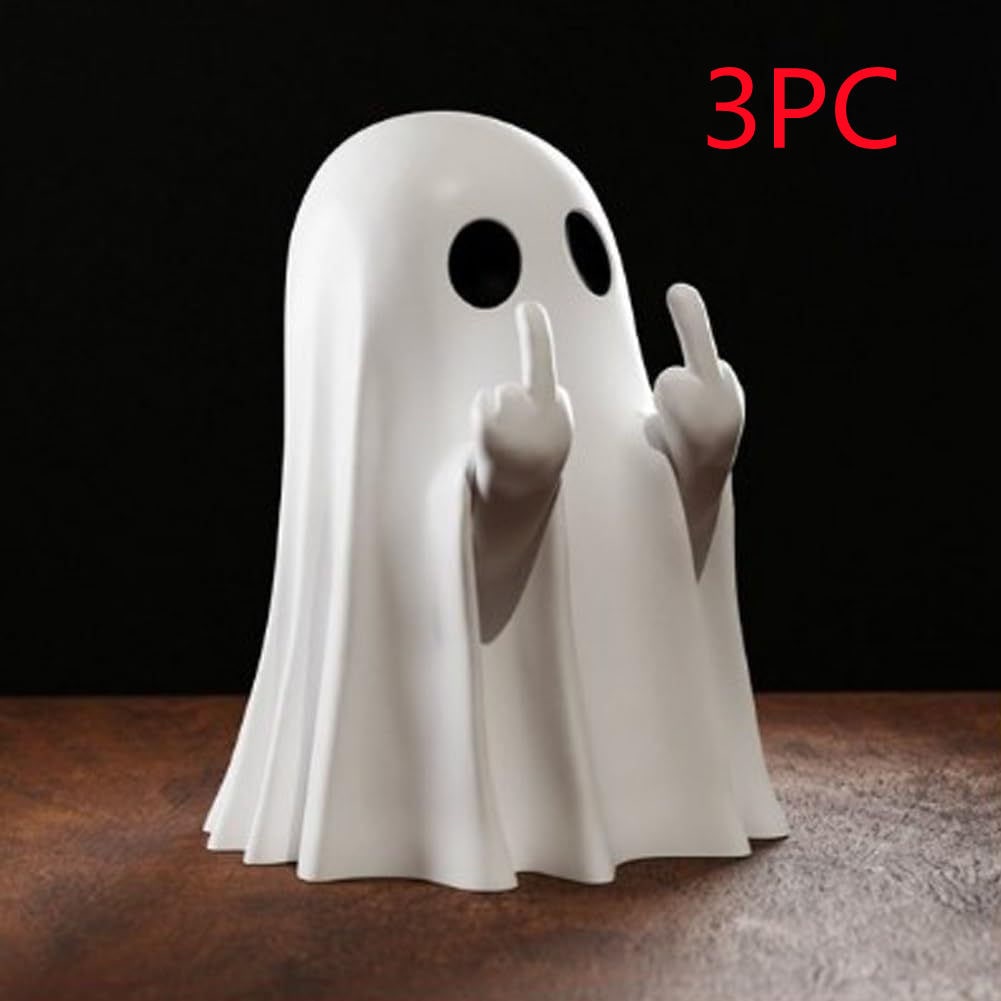Resin Ghost Figurine Decor with Standing Base for Halloween Home Shelf Decorations Statue