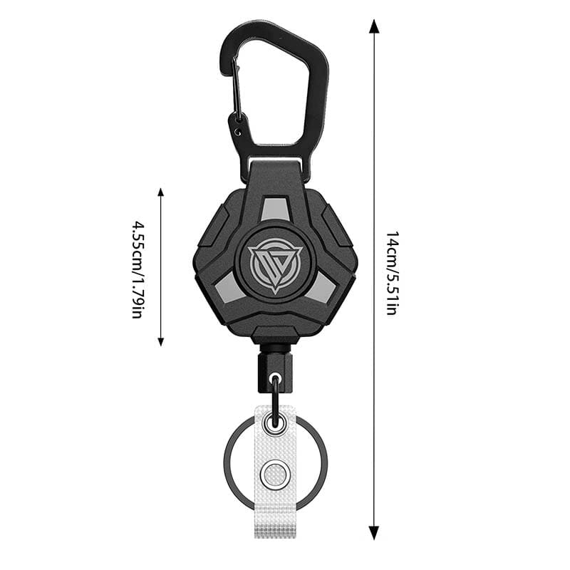 Retractable Badge Reel Keychain with Carabiner and Id Card Holder