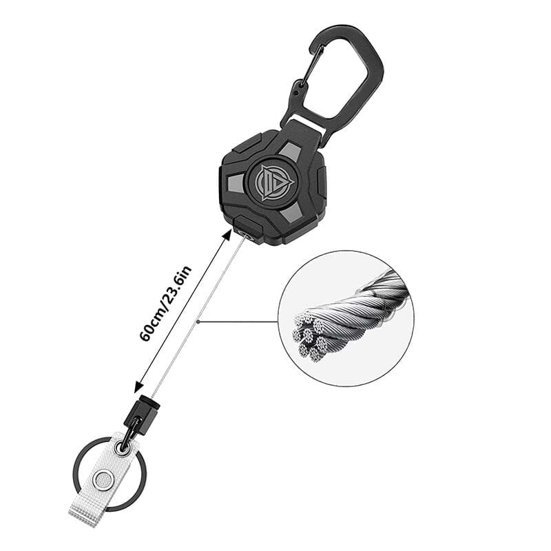 Retractable Badge Reel Keychain with Carabiner and Id Card Holder
