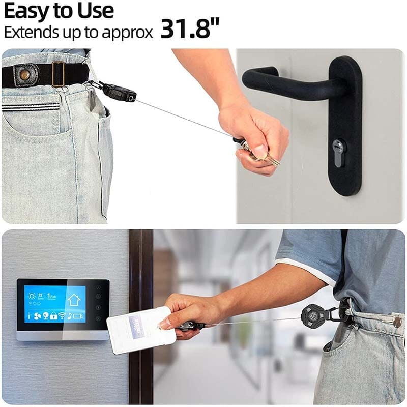 Retractable Badge Reel Keychain with Carabiner and Id Card Holder