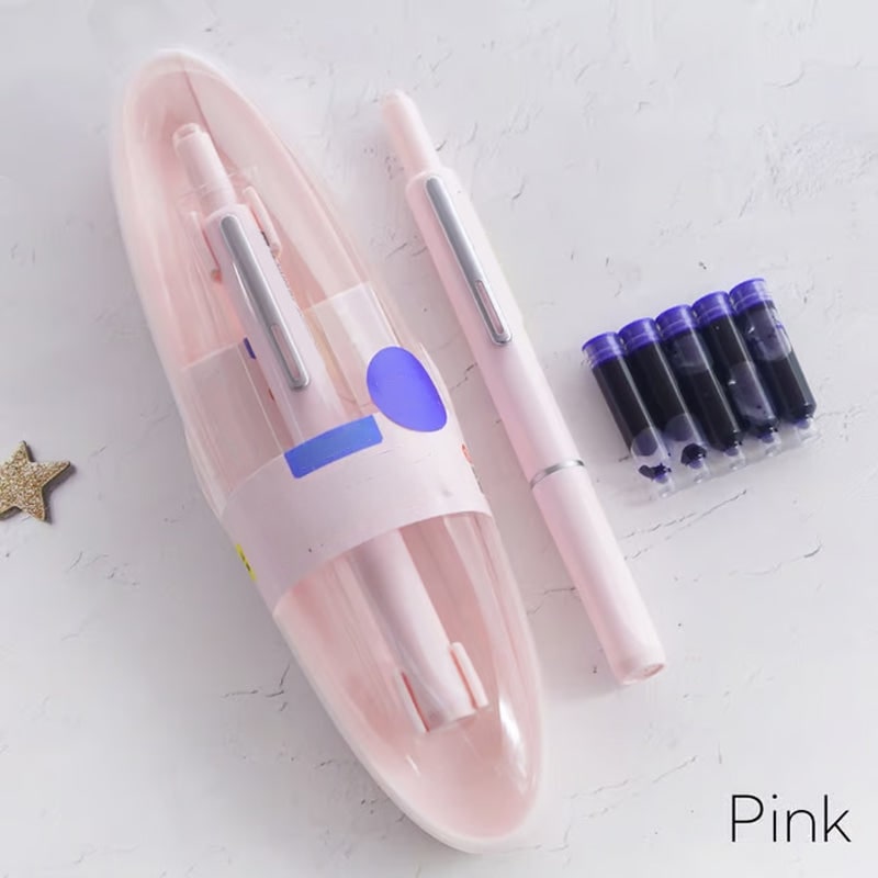 Retractable Fountain Pen with Fine Nib and Smooth Ink Flow