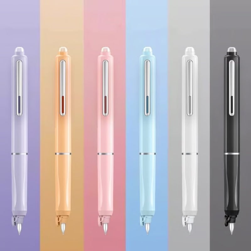 Retractable Fountain Pen with Fine Nib and Smooth Ink Flow