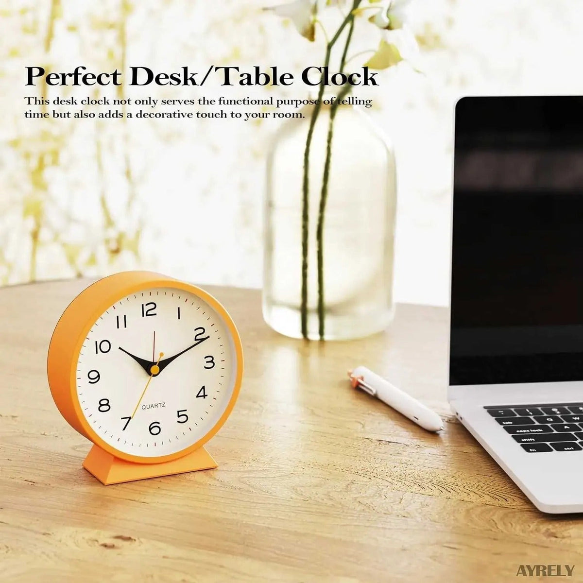 Retro Analog Alarm Clock with Silent Quartz Movement and Backlight