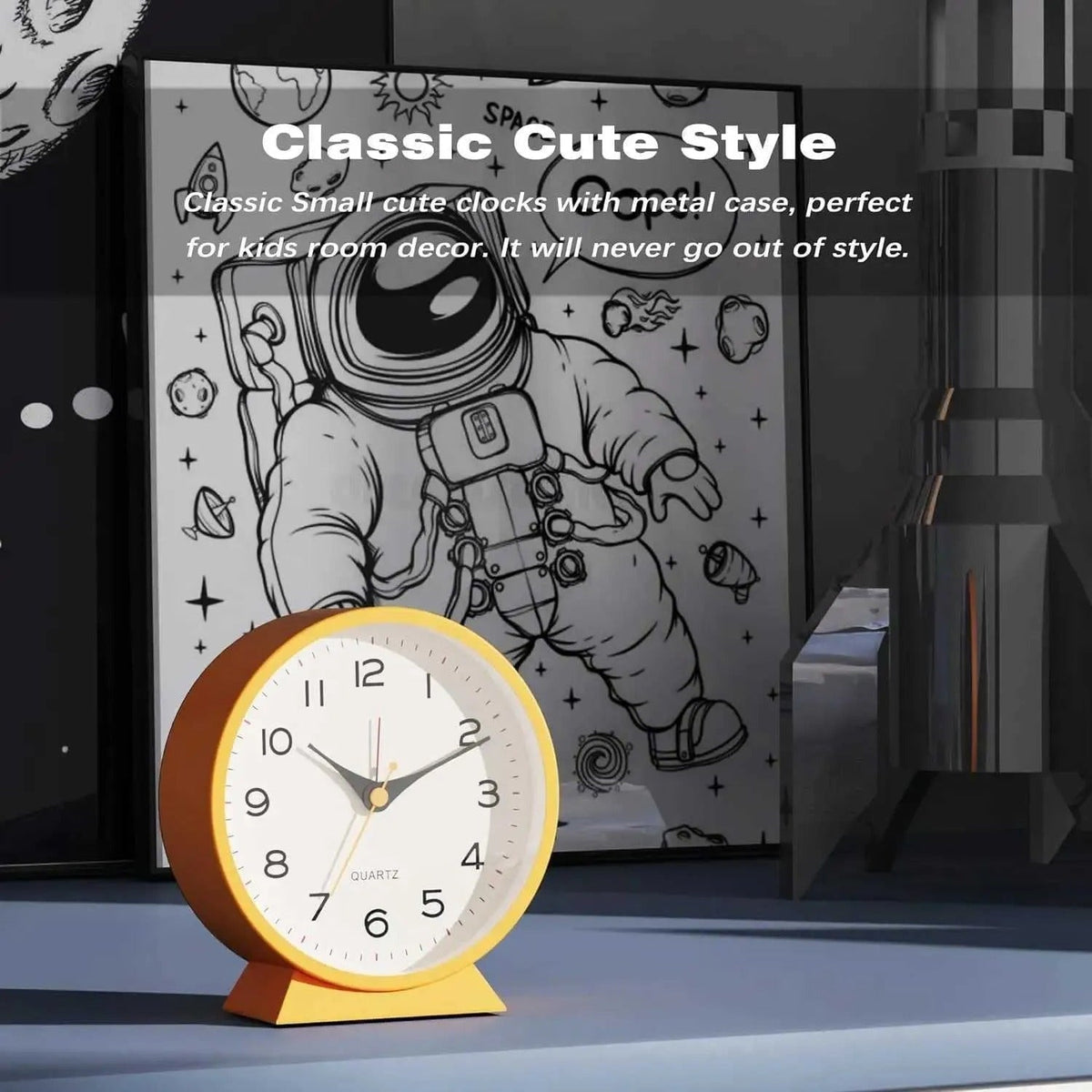 Retro Analog Alarm Clock with Silent Quartz Movement and Backlight