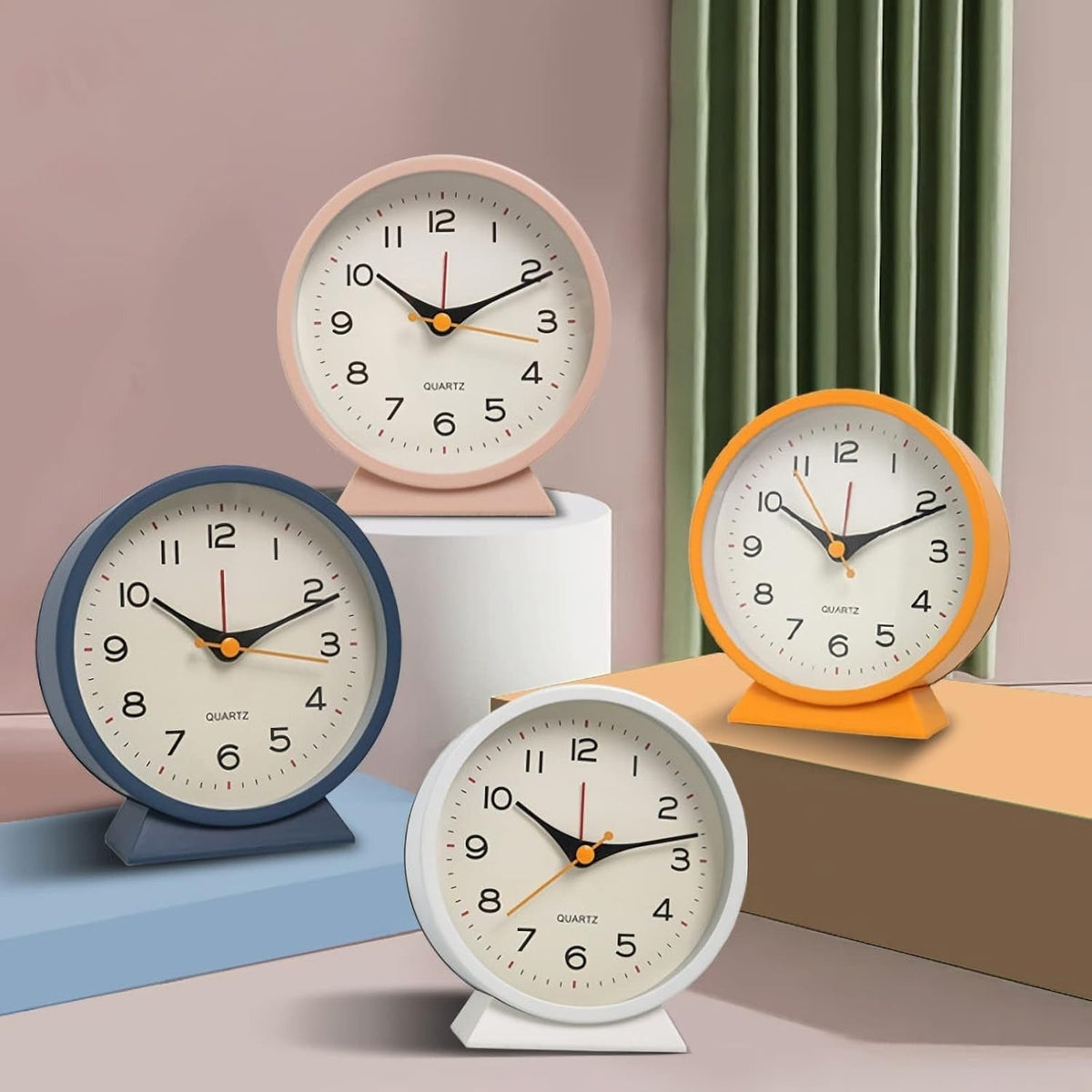 Retro Analog Alarm Clock with Silent Quartz Movement and Backlight