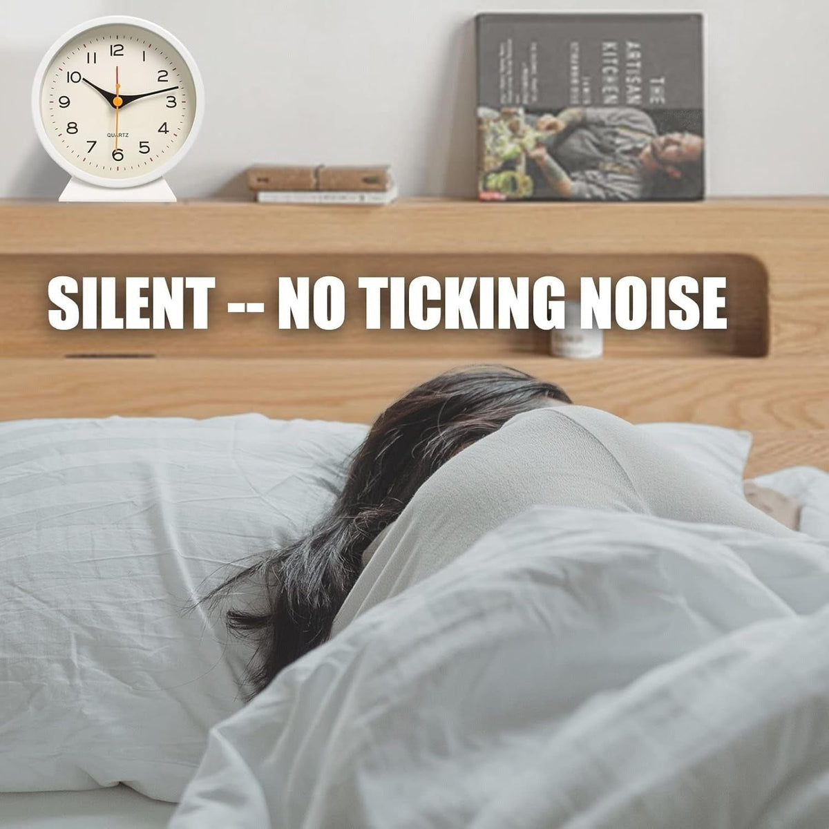 Retro Analog Alarm Clock with Silent Quartz Movement and Backlight