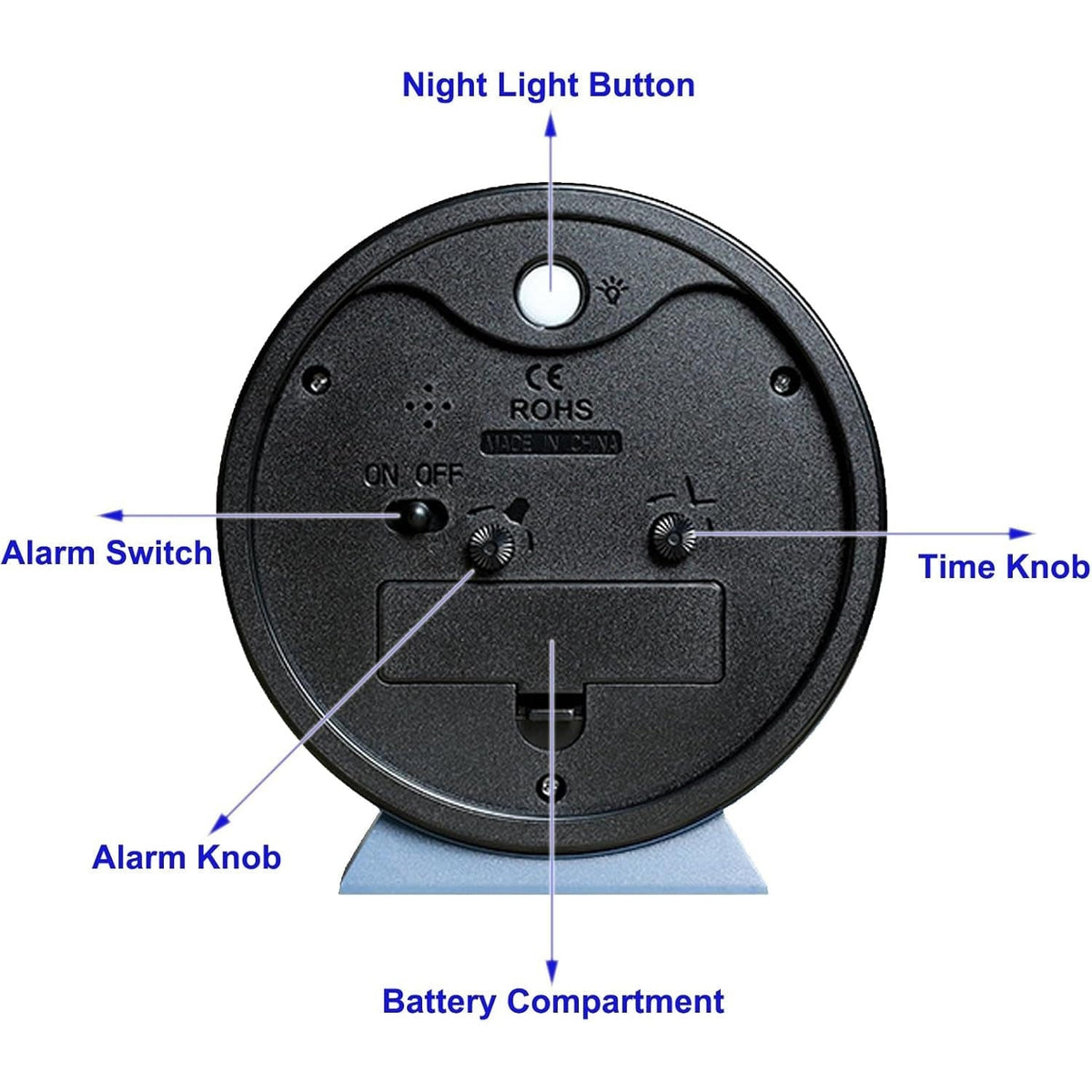 Retro Analog Alarm Clock with Silent Quartz Movement and Backlight