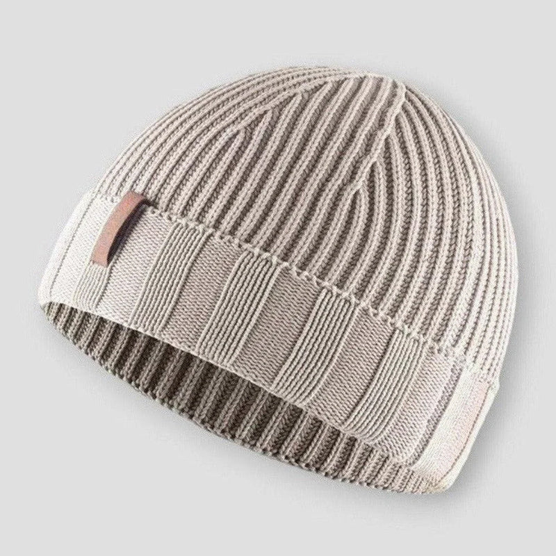 Reykjavik - Striped Ribbed Knit Beanie with Contrast Band
