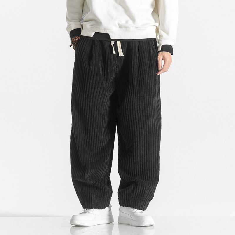 Ribbed Corduroy Relaxed Fit Trousers for Men