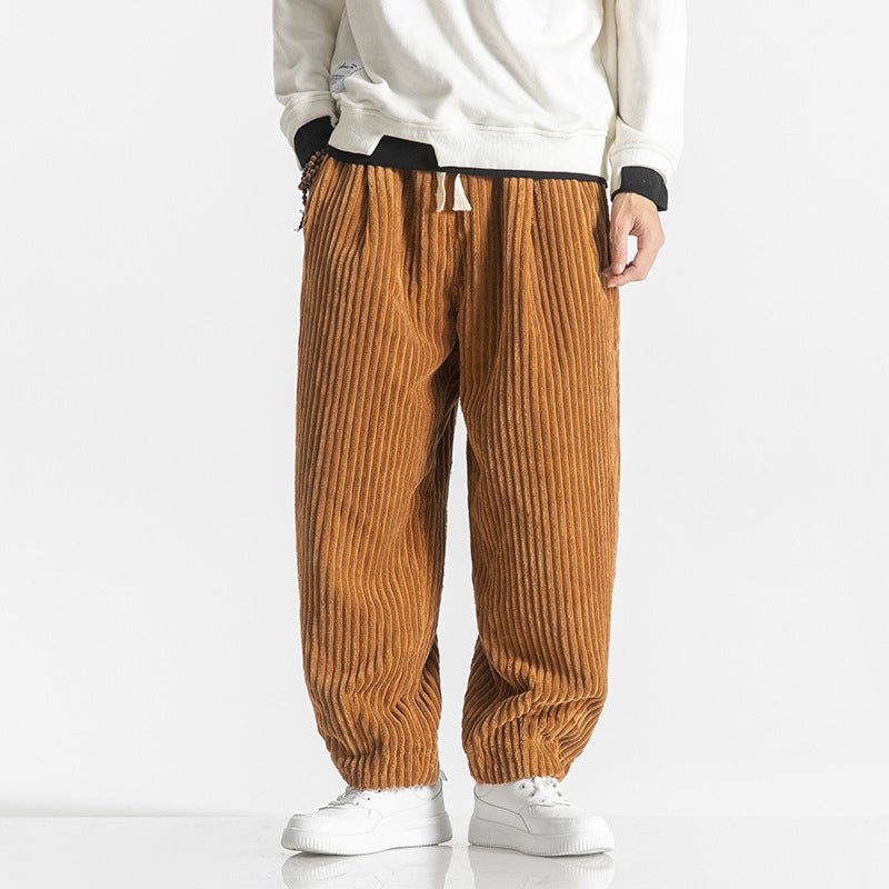 Ribbed Corduroy Relaxed Fit Trousers for Men