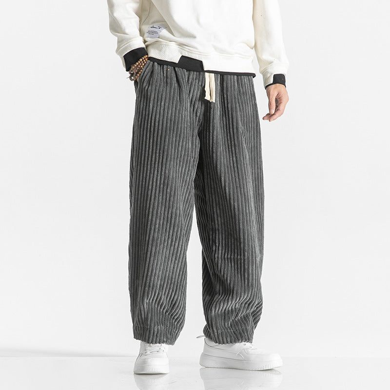 Ribbed Corduroy Relaxed Fit Trousers for Men