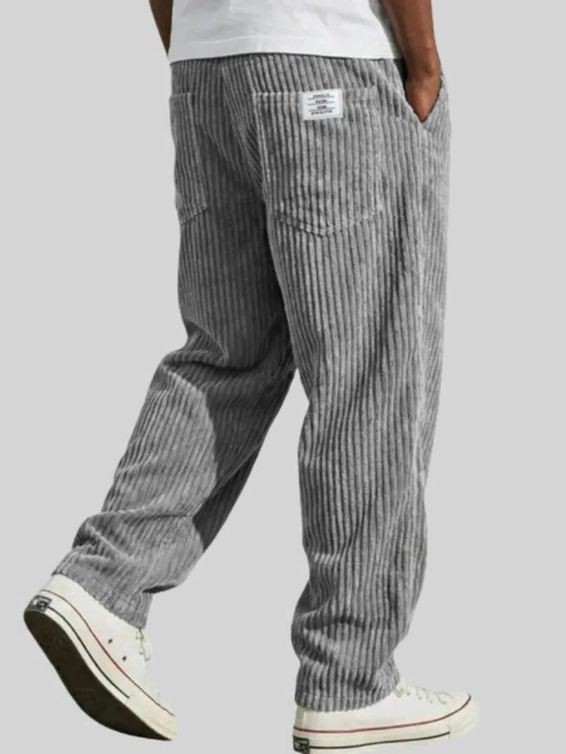 Ribbed Corduroy Straight Leg Trousers for Men