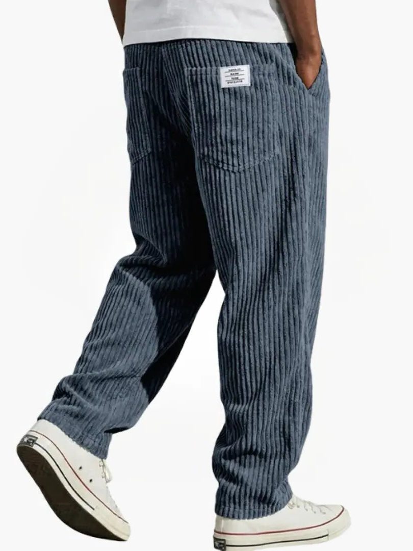 Ribbed Corduroy Straight Leg Trousers for Men