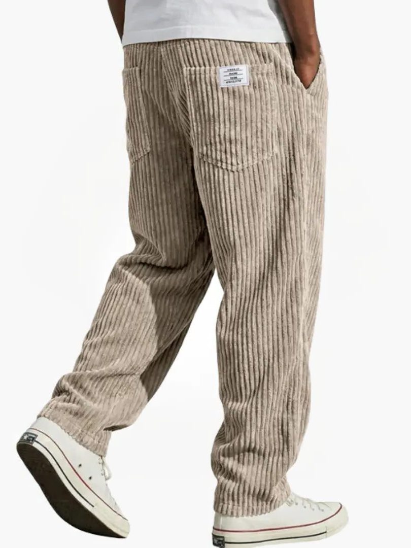 Ribbed Corduroy Straight Leg Trousers for Men