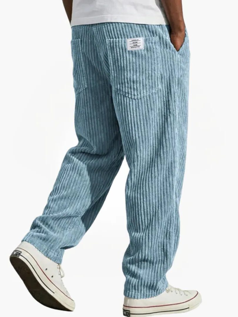 Ribbed Corduroy Straight Leg Trousers for Men