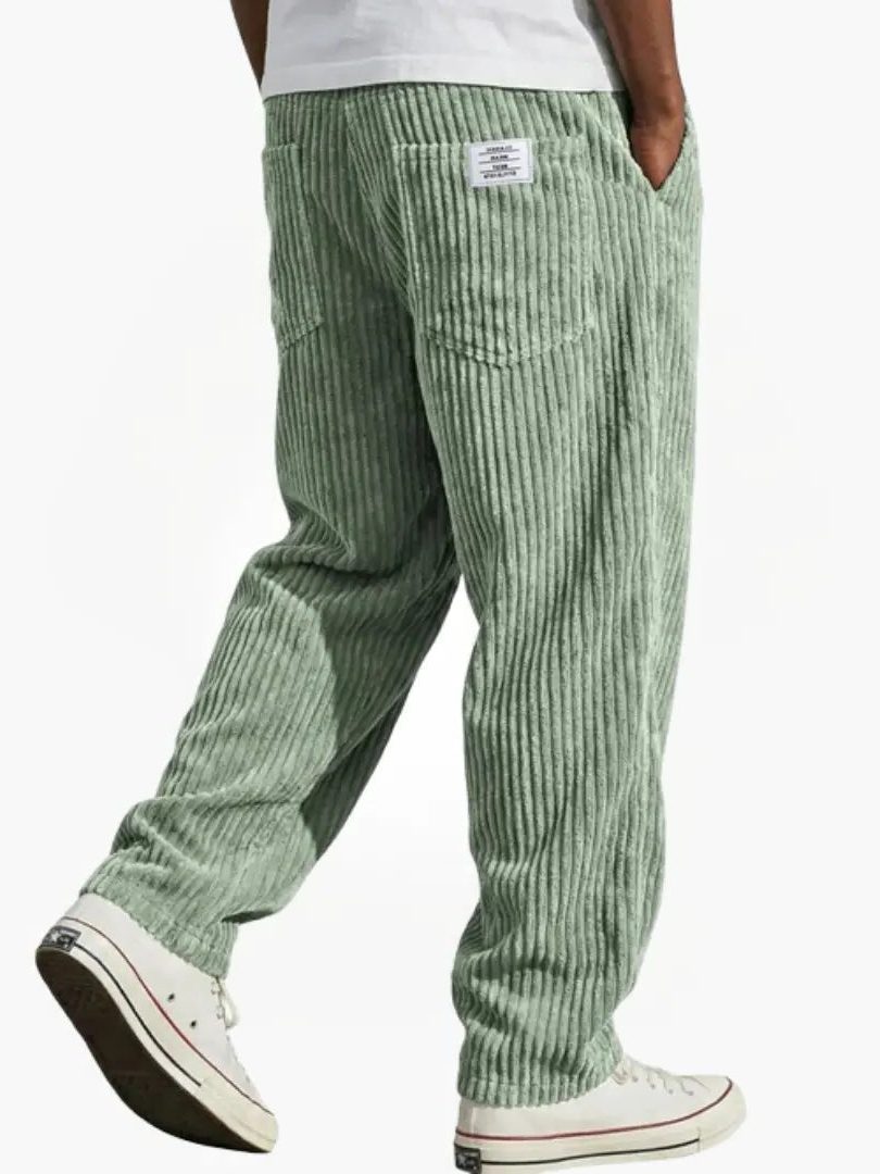 Ribbed Corduroy Straight Leg Trousers for Men