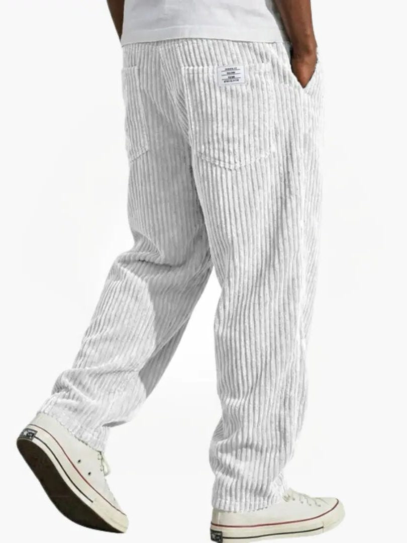 Ribbed Corduroy Straight Leg Trousers for Men