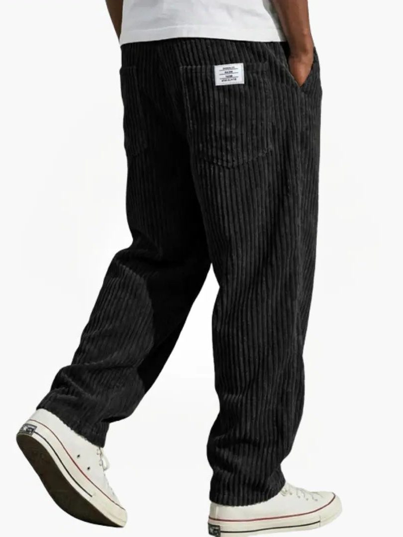 Ribbed Corduroy Straight Leg Trousers for Men