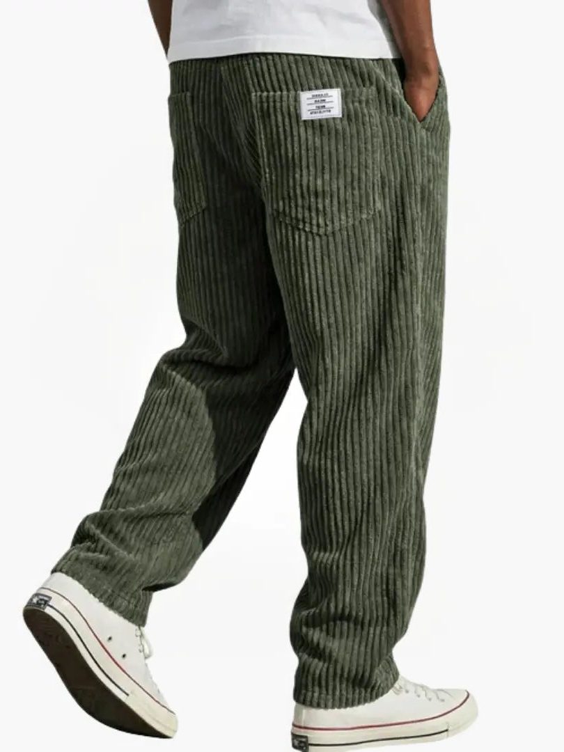 Ribbed Corduroy Straight Leg Trousers for Men