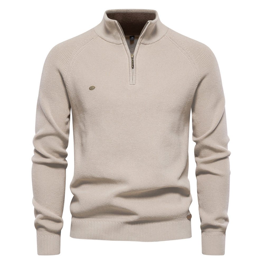 Ribbed Knit Half-Zip Sweater for Men
