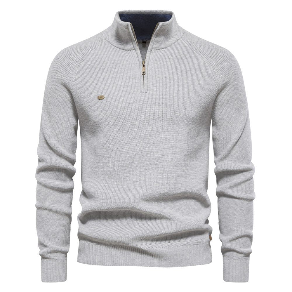 Ribbed Knit Half-Zip Sweater for Men