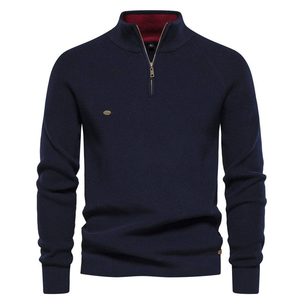 Ribbed Knit Half-Zip Sweater for Men