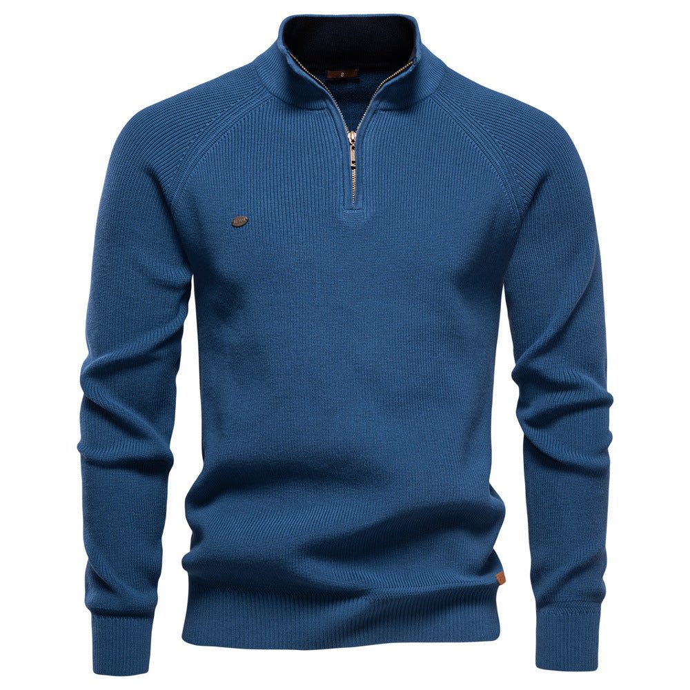 Ribbed Knit Half-Zip Sweater for Men