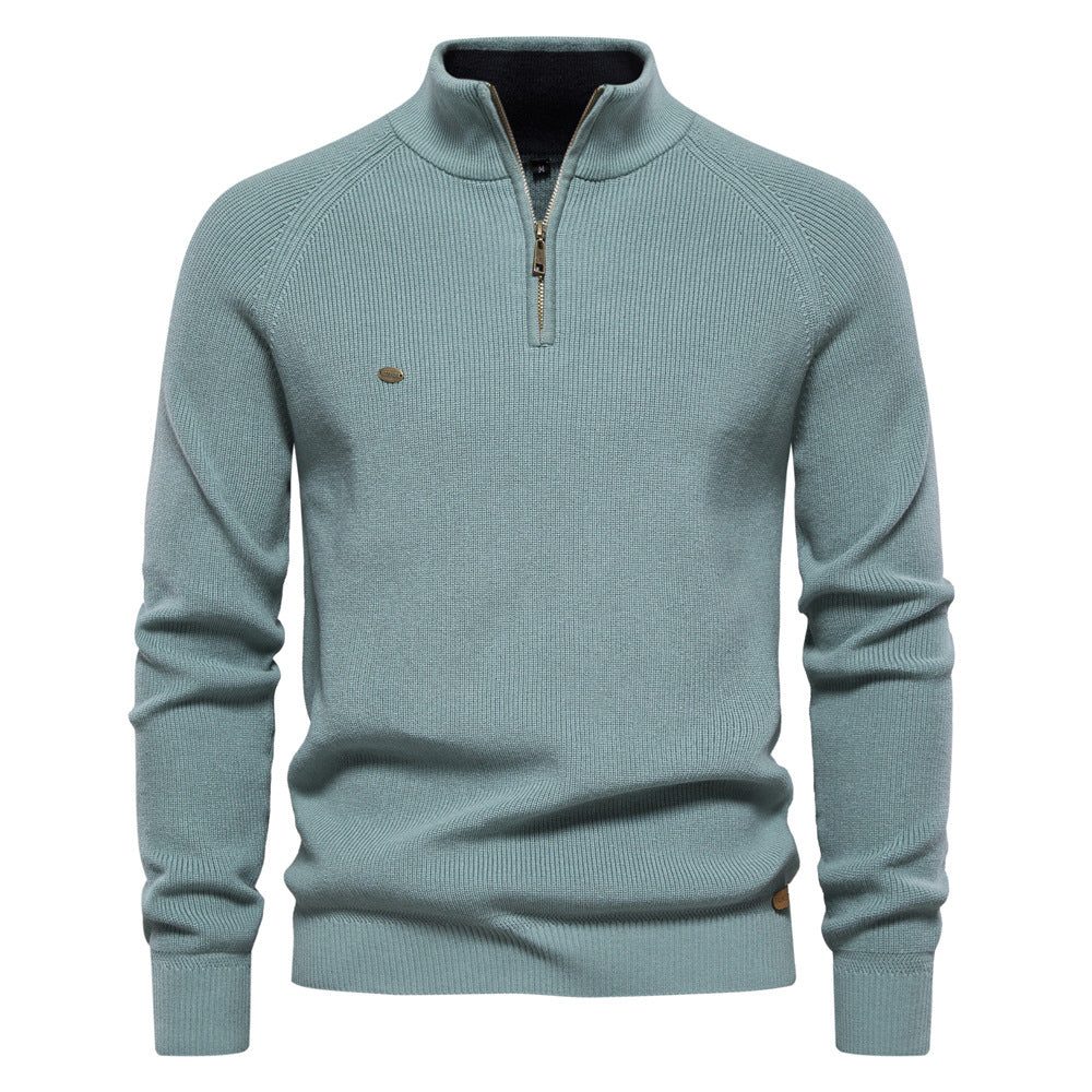 Ribbed Knit Half-Zip Sweater for Men