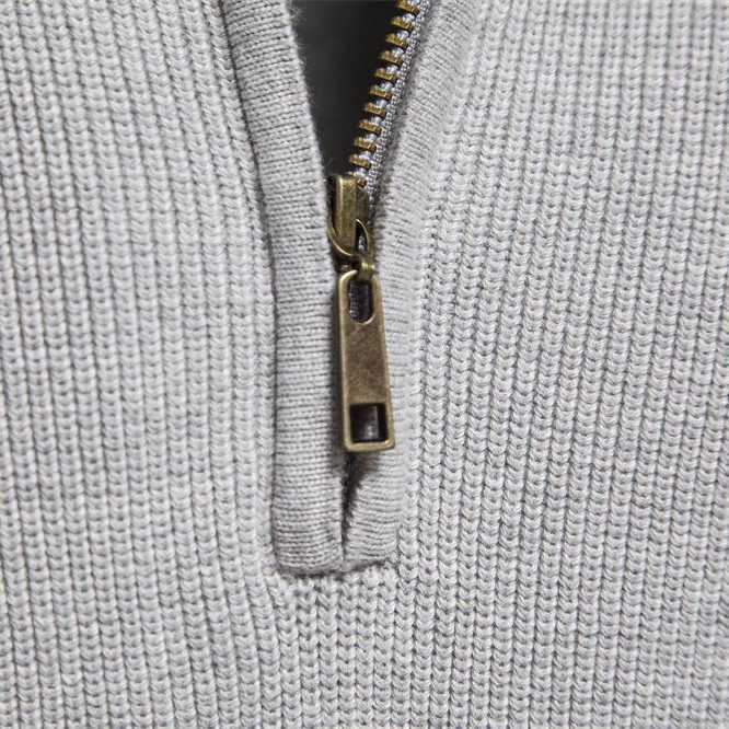 Ribbed Knit Half-Zip Sweater for Men