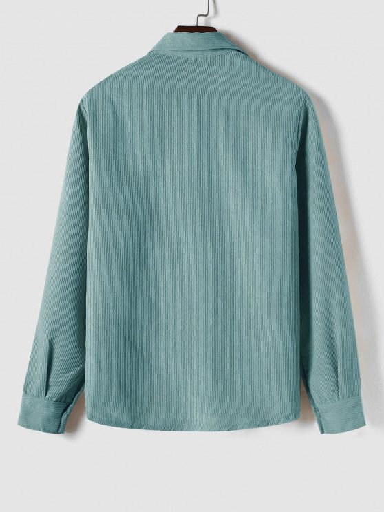 Ribbed Knit Polo Shirt for Men