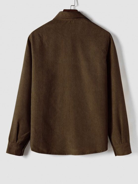 Ribbed Knit Polo Shirt for Men