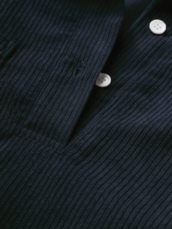 Ribbed Knit Polo Shirt for Men