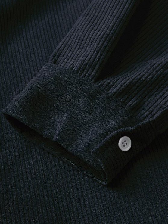 Ribbed Knit Polo Shirt for Men