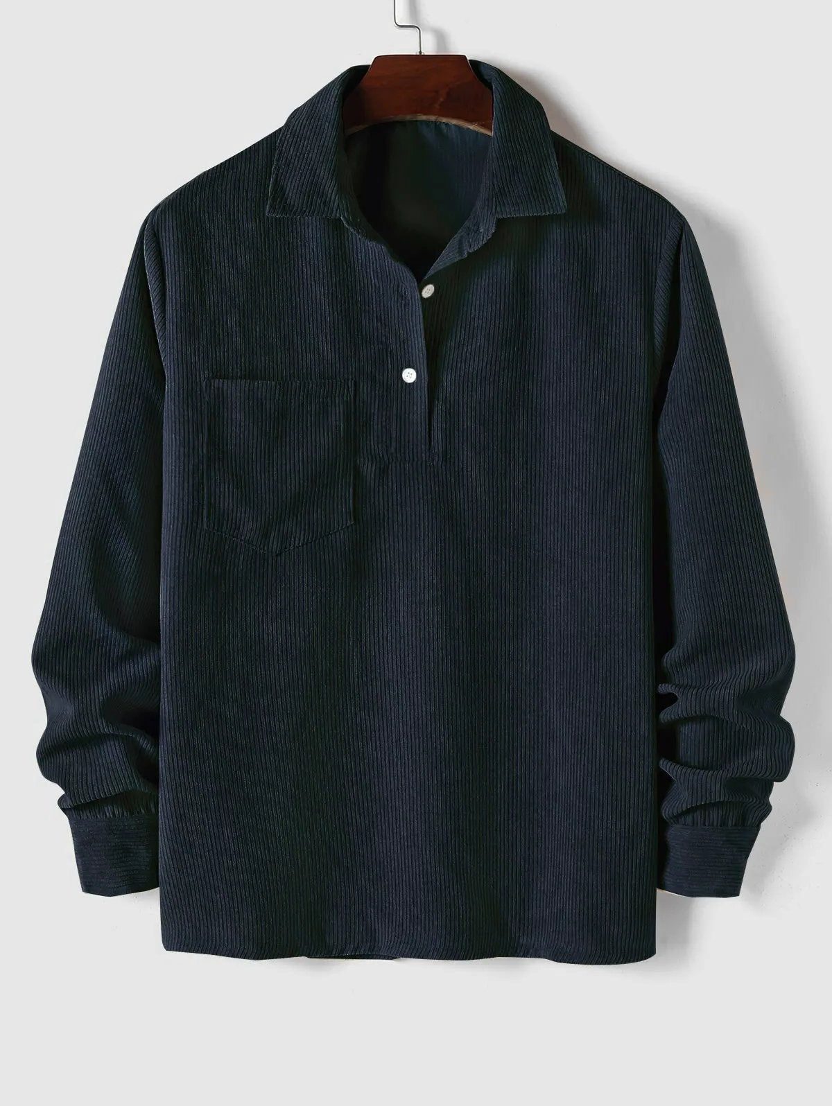 Ribbed Knit Polo Shirt for Men