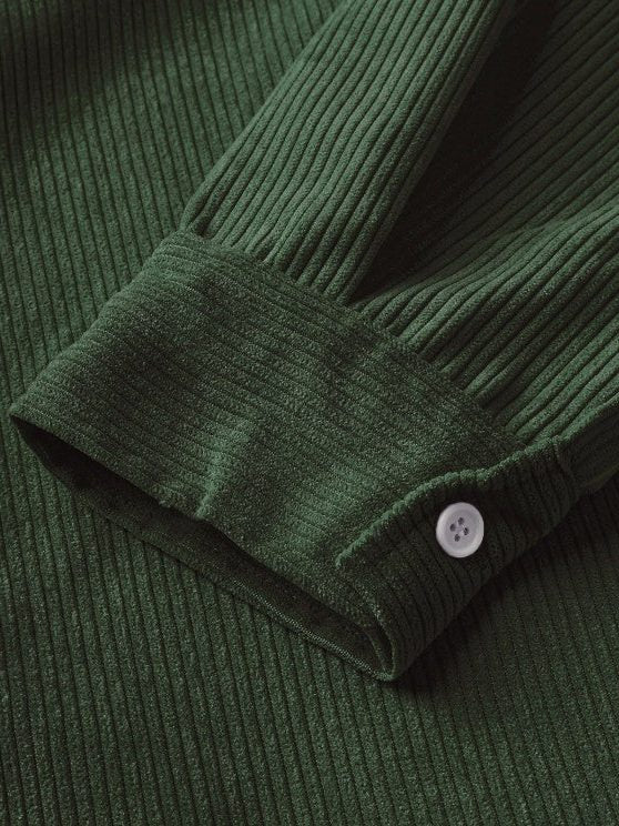 Ribbed Knit Polo Shirt for Men