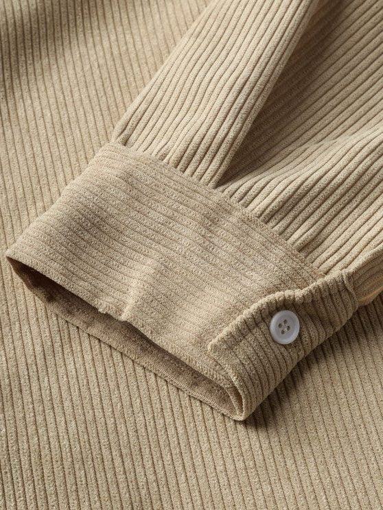 Ribbed Knit Polo Shirt for Men
