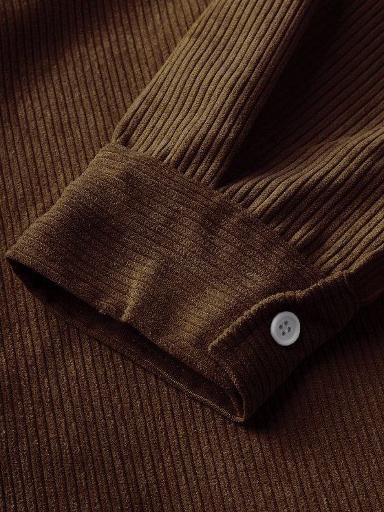 Ribbed Knit Polo Shirt for Men