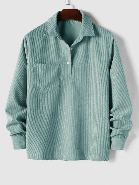 Ribbed Knit Polo Shirt for Men