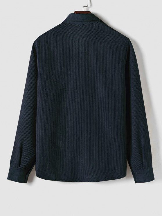 Ribbed Knit Polo Shirt for Men