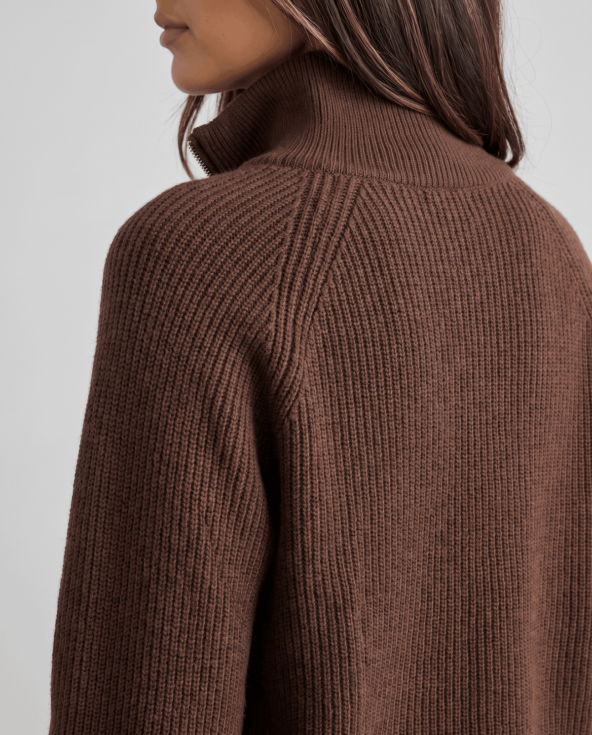 Ribbed Knit Quarter-Zip Sweater – Spread Collar, Raglan Sleeves & Relaxed Fit | Tove