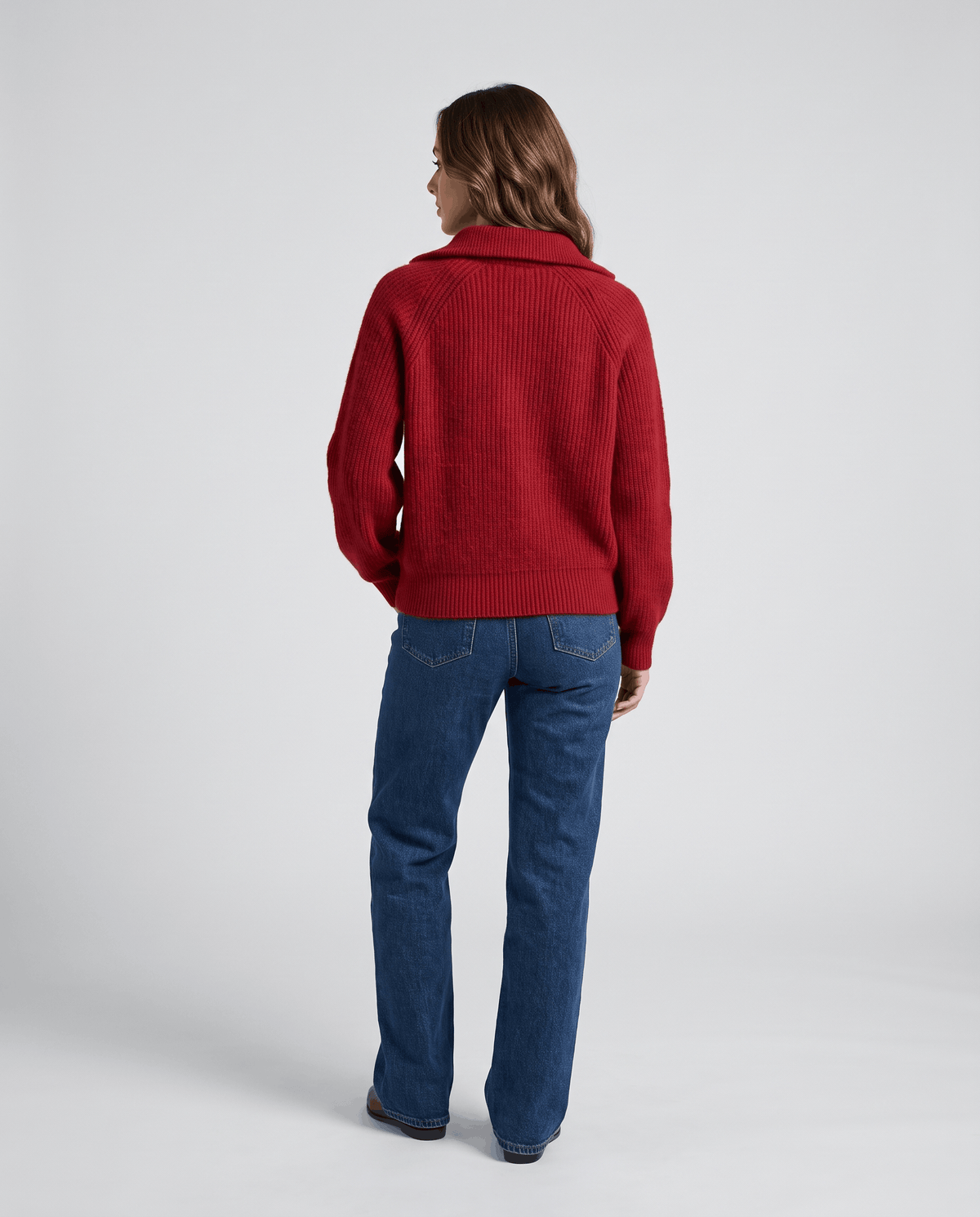 Ribbed Knit Quarter-Zip Sweater – Spread Collar, Raglan Sleeves & Relaxed Fit | Tove