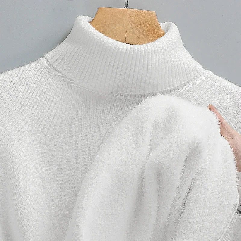 Ribbed Knit Roll Neck Sweater for Men