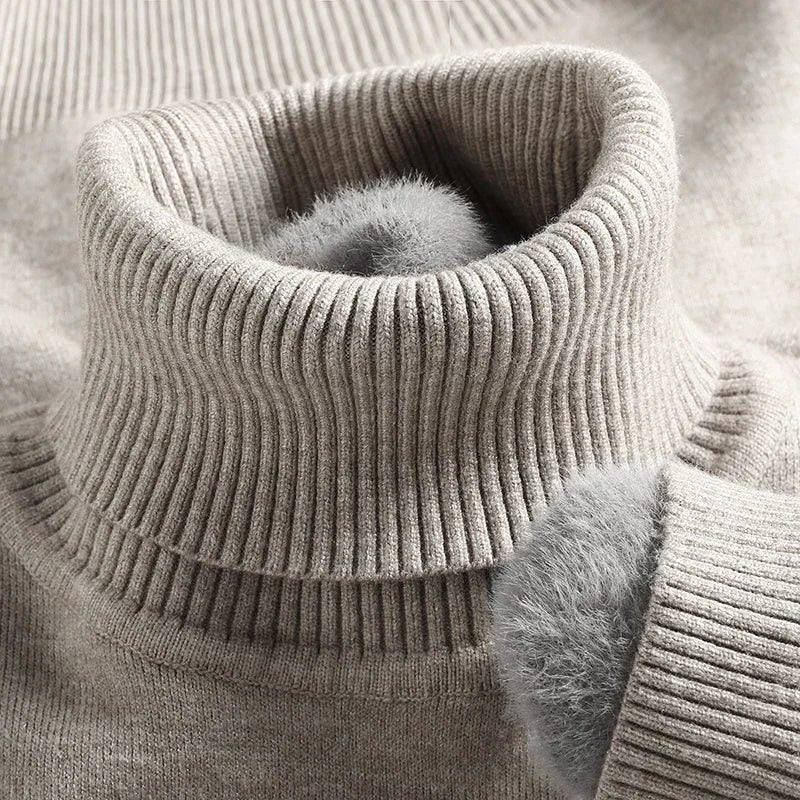 Ribbed Knit Roll Neck Sweater for Men
