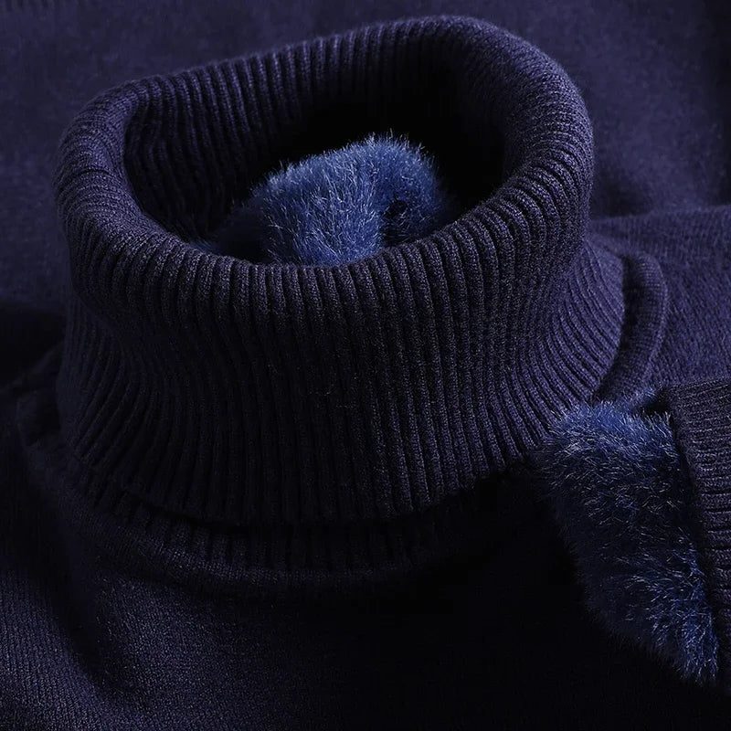 Ribbed Knit Roll Neck Sweater for Men