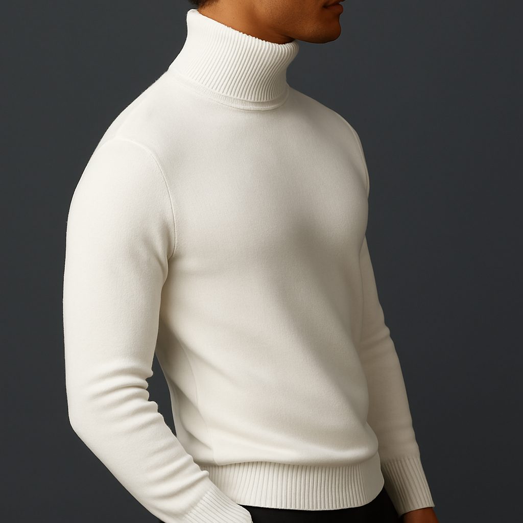 Ribbed Knit Roll Neck Sweater for Men