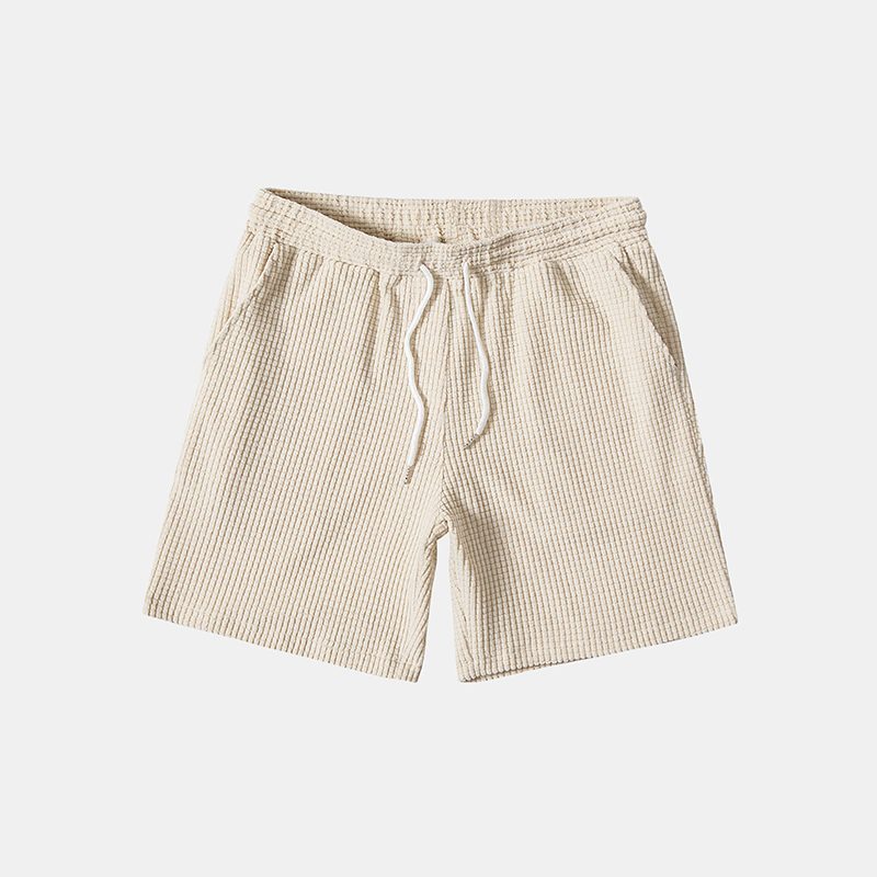 Ribbed Knit Short Sleeve Button-Down Set for Men