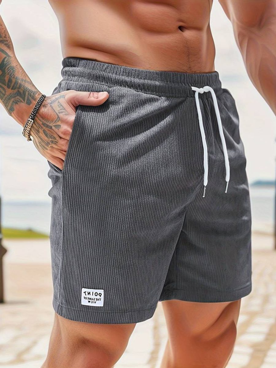 Ribbed Knit Shorts with Welt Pockets for Men