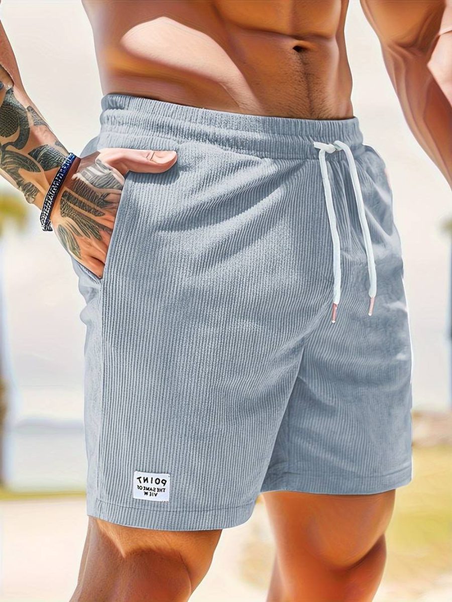 Ribbed Knit Shorts with Welt Pockets for Men