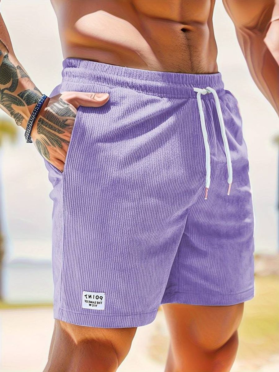 Ribbed Knit Shorts with Welt Pockets for Men
