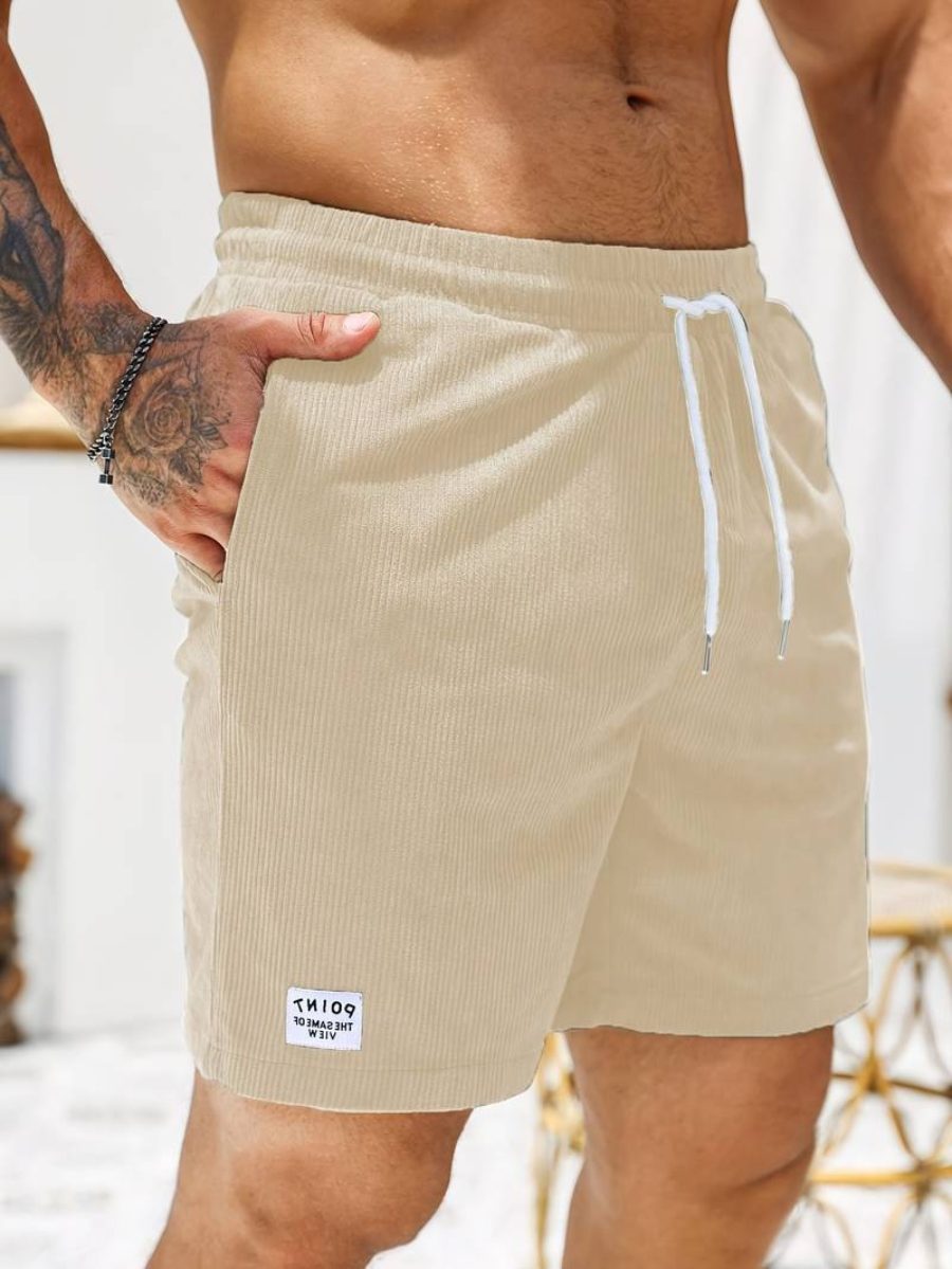 Ribbed Knit Shorts with Welt Pockets for Men